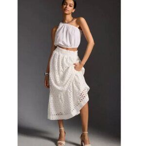 Anthropologie Somerset White Maxi Skirt: Eyelet Edition - Large